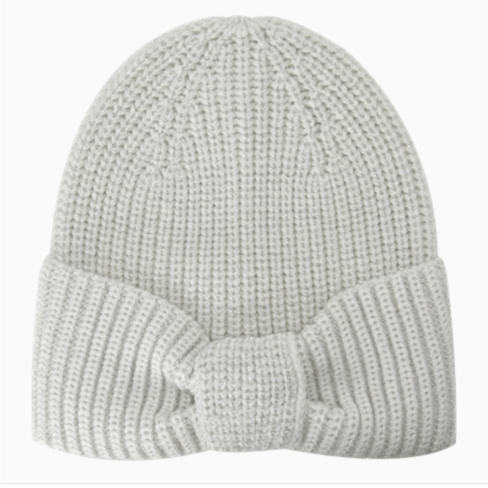 ♠️KATE SPADE NEW YORK Metallic Bow Beanie In French Cream